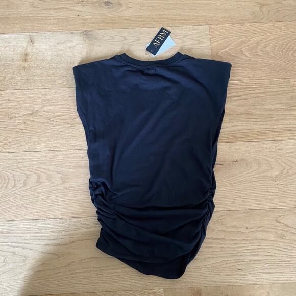 AFRM - Padded Shoulder Ruched Side Sleeveless Tank Top in Black - Picture 5 of 5